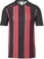 Koszulki sportowe męskie - uhlsport uhlsport Męska koszulka Stripe 2.0 z krótkim rękawem, czarno-czerwona, M 100220526 - miniaturka - grafika 1