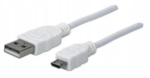 Manhattan Kabel USB 2.0 323987 [1x złącze męskie USB 2.0 A 1x złącze męskie micro-USB 2.0 B] 1 m biały - Kable USB - miniaturka - grafika 2