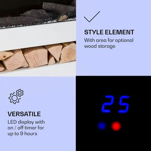 Klarstein Klarstein Studio Light & Fire 3 Smart kominek 1000/2000W MDF sterowanie przez Wi-Fi ACO7-Studio L&F 3 B - Kominki elektryczne - miniaturka - grafika 4