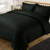 Pościel dla dzieci - Dreamscene Dream Scene Satin Stripe poszewka na kołdrę z 2 poduszka Quilt zestaw pościeli, czarnym, łóżka SASTBLK853 - miniaturka - grafika 1