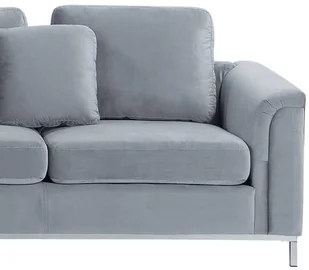 Beliani Narożnik welurowy lewostronny szary OSLO - Narożniki - miniaturka - grafika 5