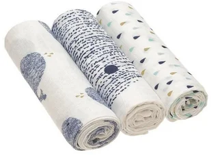 Lassig Bambusowy Otulacz-Kocyk 80x80cm Zestaw 3 szt. Little Water Wieloryb solution-bc-4983-0 - Koce i narzuty dla dzieci - miniaturka - grafika 3