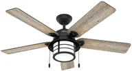 Wentylatory sufitowe - HUNTER Hunter Santorini wentylator z lampą, drewno/czarny - miniaturka - grafika 1