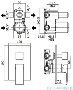 Paffoni Bateria natryskowa podtynkowa z przełącznikiem Elle chrom EL018CR | - Baterie umywalkowe - miniaturka - grafika 2