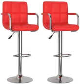 Taborety i hokery - vidaXL Stołki barowe, 2 szt., czerwone, obite sztuczną skórą - miniaturka - grafika 1
