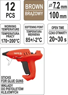 YATO KLEJ TERMOTOPLIWY UNIWERSALNY 7,2x100MM 12SZT BRĄZOWY YT-82447 YT-82447 - Kleje i inne preparaty budowlane - miniaturka - grafika 3