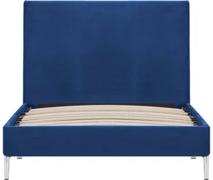 vidaXL Rama łóżka, niebieska, tapicerowana tkaniną, 90 x 200 cm - Łóżka - miniaturka - grafika 3