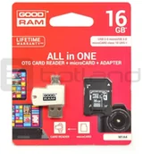 Czytniki kart pamięci - Goodram All in One - karta pamięci microSD 16GB klasa 10 + adapter + czytnik OTG KAP-06947 - miniaturka - grafika 1