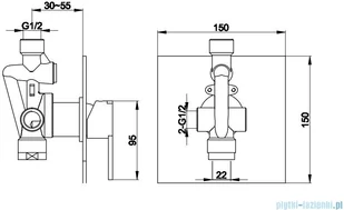 Kohlman Gixs bateria podtynkowa chrom QW220G | - Baterie podtynkowe - miniaturka - grafika 2