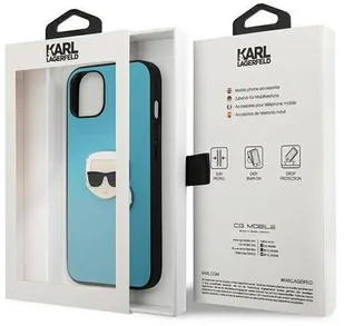 Karl Lagerfeld KLHCP13SPKMB iPhone 13 mini 5,4" niebieski/blue hardcase Leather Ikonik Karl s Head Metal KF000803 - Etui i futerały do telefonów - miniaturka - grafika 9