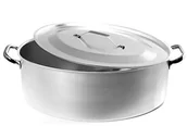 Rondle - Pentole Agnelli pentole agnelli garnek owalne z pokrywką, wykonany z aluminium, z 2 uchwytami ze stali nierdzewnej, srebrny ALMA12636 - miniaturka - grafika 1