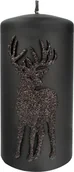 Oświetlenie świąteczne - Artman Artman ARTMAN Boże Narodzenie Świeca ozdobna Jeleń czarna walec mały 1szt 981216 - miniaturka - grafika 1