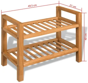 vidaXL Stojak na buty z 2 półkami, drewno dębowe 49,5 x 27 40 cm - Szafki na buty - miniaturka - grafika 5