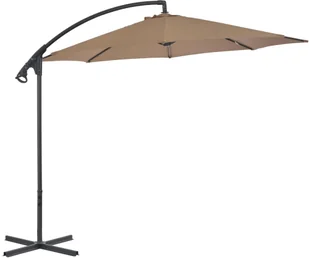 vidaXL Parasol wiszący ze stalowym słupkiem, 300 cm, kolor taupe - Parasole ogrodowe - miniaturka - grafika 2