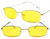 Okulary przeciwsłoneczne - Retro Okulary prostokątne pilotki przeciwsłoneczne - miniaturka - grafika 1