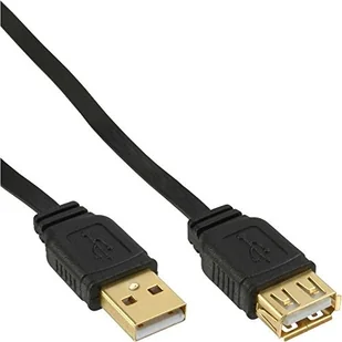InLine Kabel USB UltraPłaski przedłużacz Typ A męski A żeński pozłacany czarny 2m 34620F - Kable USB - miniaturka - grafika 2