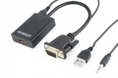 Złącza, przejściówki, adaptery - Gembird Konwerter VGA do HDMI 15 cm czarny A-VGA-HDMI-01 - miniaturka - grafika 1