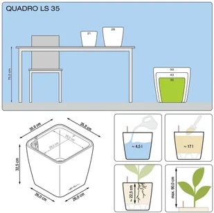 Lechuza Donica Quadro 43 LS ALL-IN-ONE, taupe, wysoki połysk, 16185 - Donice - miniaturka - grafika 6