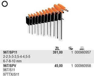 Beta KPL.KLUCZY TRZPIEN.KĄTOWYCH 2-10MM 11SZT 96T/SP11 (96T/S11) - Klucze i nasadki - miniaturka - grafika 4