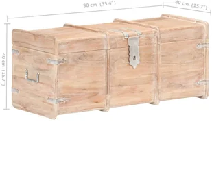 vidaXL Skrzynia, 90x40x40 cm, lite drewno akacjowe vidaXL - Pudła i pojemniki do przechowywania - miniaturka - grafika 32
