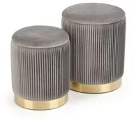 Pufy i podnóżki - Halmar Zestaw dwóch Puf MONTY w stylu glamour z weluru w kolorze szarym V-CH-MONTY-PUFA-POPIEL - miniaturka - grafika 1