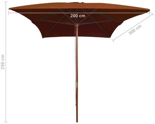 vidaXL Parasol ogrodowy na drewnianym słupku, terakota, 200x300 cm 313759 - Parasole ogrodowe - miniaturka - grafika 6