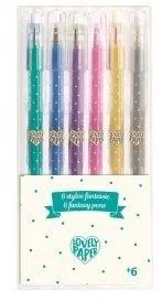 Djeco Zestaw 6 Długopisów Żelowych Brokatowych - Djeco DD03755 - Przybory szkolne - miniaturka - grafika 2