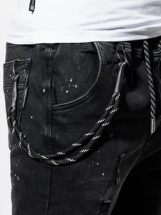 Ombre Spodnie męskie jeansowe joggery P939 - czarne - Spodnie męskie - miniaturka - grafika 2