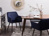 Krzesła - Beliani Zestaw do jadalni 2 krzesła welur ciemnoniebieskie JASMIN - miniaturka - grafika 1