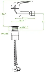 Laveo Bateria bidetowa Zorita stojąca z korkiem BAZ_732D BAZ_732D - Baterie bidetowe - miniaturka - grafika 3