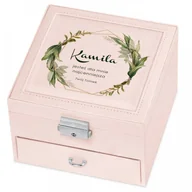Pudełka i szkatułki - Murrano Szkatułka na Biżuterię Różowa z Nadrukiem Boho SZKT-BR-002 - miniaturka - grafika 1