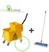 Wózki serwisowe - Wiaderko do sprzątania na kółkach 17L z mopem KMPL17 - miniaturka - grafika 1