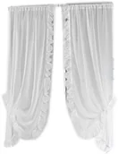 Zasłony - Linder 0390/10/501 Bonne Femme zasłona do karniszy, jednokolorowa, len, kolor biały, 2 sztuki 0390 /10/501/95 x 210 - miniaturka - grafika 1