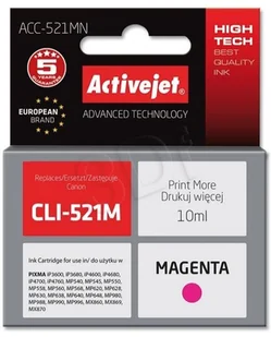 ActiveJet Tusz ACC-521MN (do drukarki Canon, zamiennik CLI-521M supreme 10ml magenta Chip) EXPACJACA0082 - Tusze zamienniki - miniaturka - grafika 2