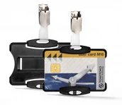 Identyfikatory - Durable Etui z klipem na kartę identyfikacyjną 25 sztuk czarne 8118-01 - miniaturka - grafika 1