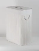 Kosze na bieliznę - CORSAN CORSAN Kosz bambusowy na pranie BIAŁY z wyściółką ECRU 46x30x61 cm J702 - miniaturka - grafika 1