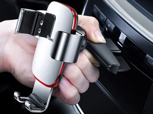 Baseus Metal Age grawitacyjny uchwyt samochodowy CD slot Silver SUYL-J0S - Uchwyty samochodowe do telefonów - miniaturka - grafika 11