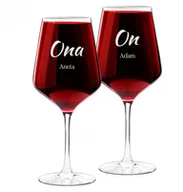 Gadżety dla niej i dla niego - Murrano Kieliszki szklane x2 do wina rubin rozmiar XL z grawerunkiem dla pary 2xSKI-RB-011 - miniaturka - grafika 1