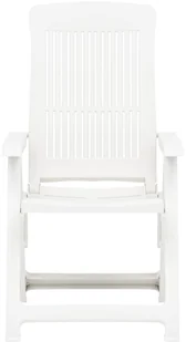 vidaXL Rozkładane krzesła do ogrodu, 2 szt., plastikowe, białe - Fotele i krzesła ogrodowe - miniaturka - grafika 3