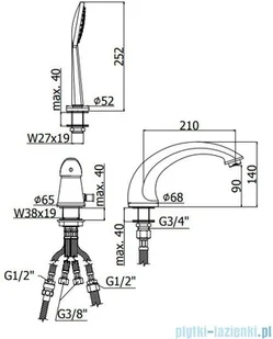 Paffoni Duemila bateria wannowa 3-otworowa chrom DU040CR | - Baterie umywalkowe - miniaturka - grafika 2