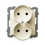 Gniazdka elektryczne - LEDart podwójne bez uziemienia, bez ramki - Ospel As GP-2GR/m/27 , kolor ecru, 16A/250V - miniaturka - grafika 1