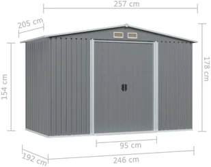 vidaXL Szopa ogrodowa, antracytowa, stalowa, 257 x 205 x 178 cm - Altany ogrodowe - miniaturka - grafika 8