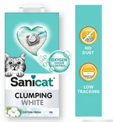 Żwirek dla kotów - Sanicat Sanicat, żwirek dla kota, różne rodzaje  - Żwirek zbrylający się, świeża bawełna, 10 l - miniaturka - grafika 1