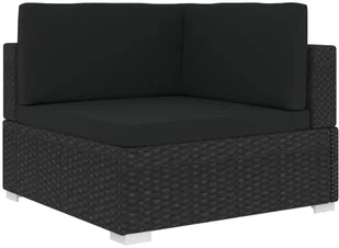 vidaXL Siedzisko narożne z poduszką, polirattan, czarne - Fotele i krzesła ogrodowe vidaXL Siedzisko narożne z poduszką, polirattan, czarne - Fotele i krzesła ogrodowe - miniaturka - grafika 1