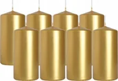 Świece - Bispol Świeca walec 20H 10CM SW50/100 ZŁOTY METALIK 8szt BISPOL0123 - miniaturka - grafika 1