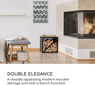 Blumfeldt Blumfeldt Firebowl Kindlewood S Black, schowek na drewno, ławka do siedzenia, 57 x 56 x 36 cm, bambus. cynk GDI11-KindlewoodS-BK - Akcesoria kominkowe - miniaturka - grafika 2