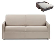 Sofy i kanapy - Vente-Unique 3-osobowa kanapa z ekspresowym mechanizmem rozkładania z tkaniny CALIFE - Kolor: beżowy - Wymiary miejsca do spania: 140 cm - Materac 14 cm - miniaturka - grafika 1