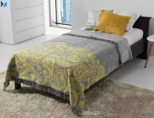 Koc 150/200cm - PANTOFELEK ( żółty / szary ) - Koce - miniaturka - grafika 3