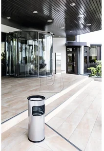 Durable Kosz na śmieci, stal nierdzewna, okrągły, z popielnicą - Kosze biurowe - miniaturka - grafika 3