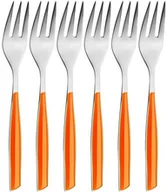 Widelce - Bugatti Glamour patsadzoglu  akryl żywica nitrylowej SAN firmy 021 °F17, 6 widelczyków do ciasta, 6 sztuki), stal, 16 x 20 x 3 cm, pomarańczowy GLOU-021F17/6 - miniaturka - grafika 1